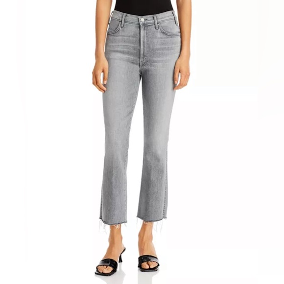 MOTHER The Hustler High Rise Frayed Flare Leg Ankle Jeans...